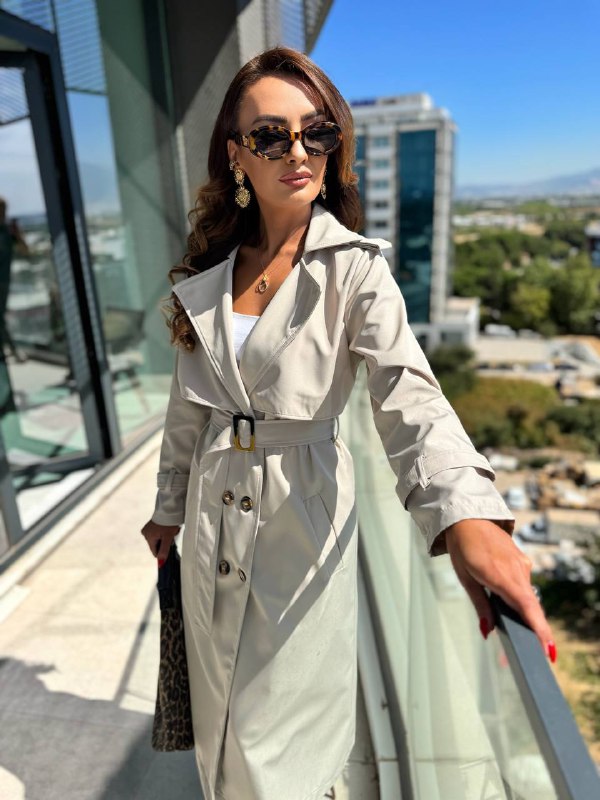 Taş%20Rengi%20Fit%20Kalıp%20Trençkot