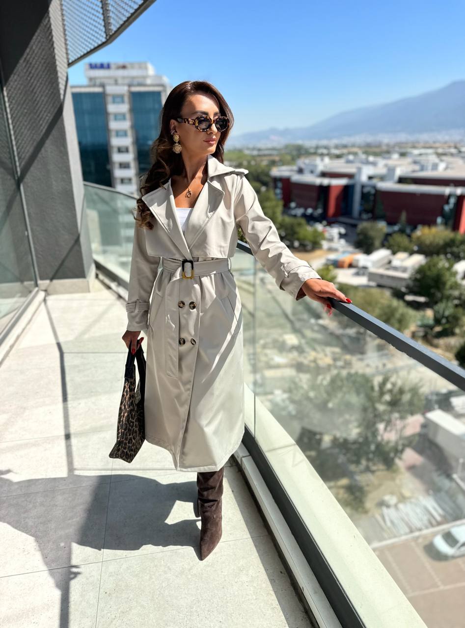 Taş%20Rengi%20Fit%20Kalıp%20Trençkot