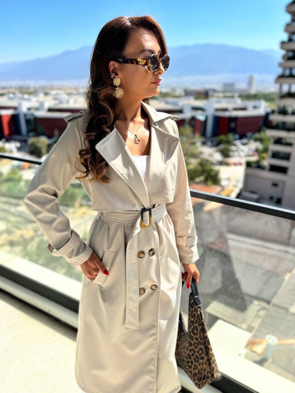 Taş%20Rengi%20Fit%20Kalıp%20Trençkot