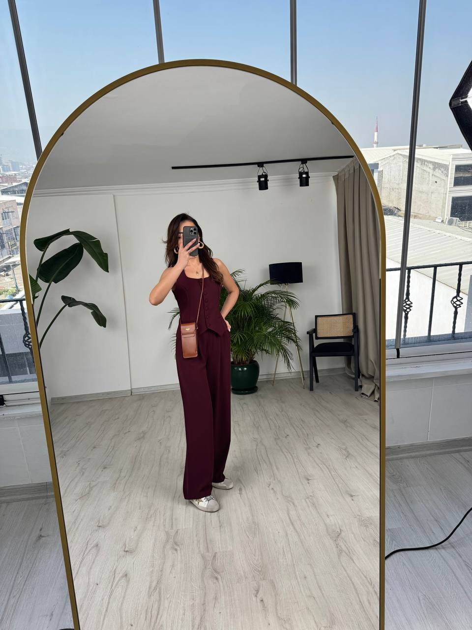 Bordo%20Top%20Düğmeli%20Premium%20İpekli%20Krep%20Kumaş%20Pantolon%20Yelek%20Takım
