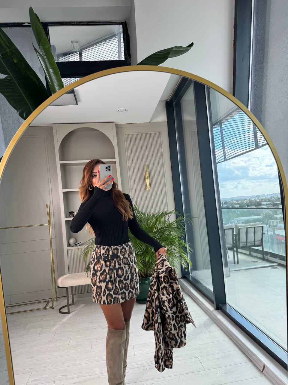 Leopar%20Desen%20Dokulu%20Premium%20Etek%20Ceket%20Takım