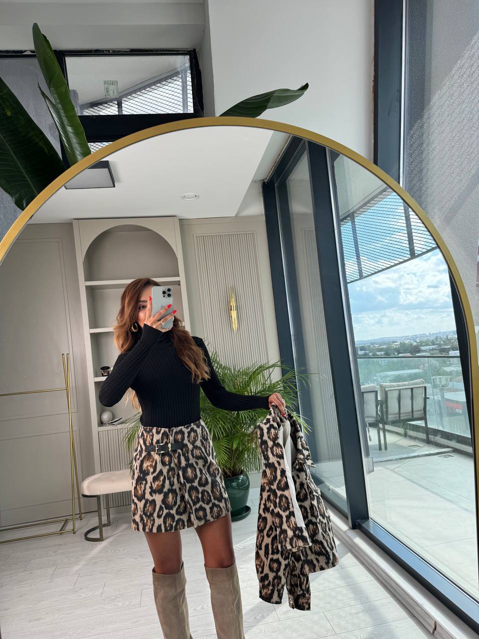 Leopar%20Desen%20Dokulu%20Premium%20Etek%20Ceket%20Takım