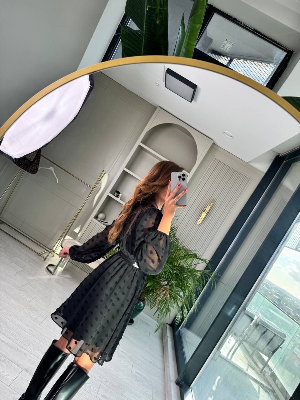 Siyah%20Şifon%20Çift%20Kemerli%20Astarlı%20Elbise