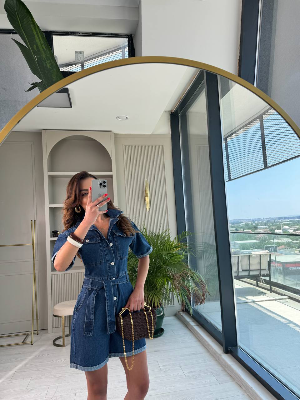 Koyu%20Mavi%20Kuşaklı%20Jean%20Şort%20Tulum