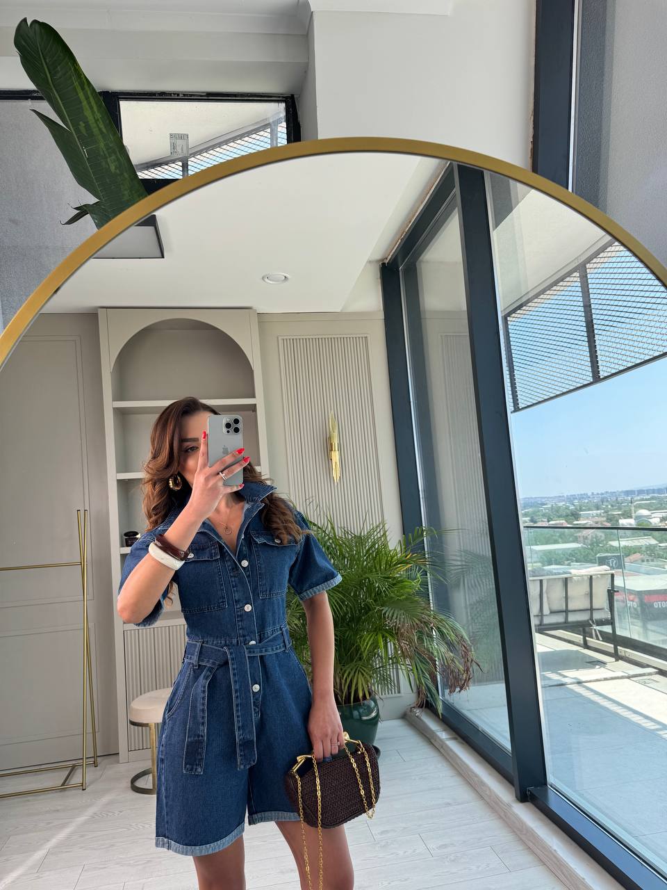 Koyu%20Mavi%20Kuşaklı%20Jean%20Şort%20Tulum