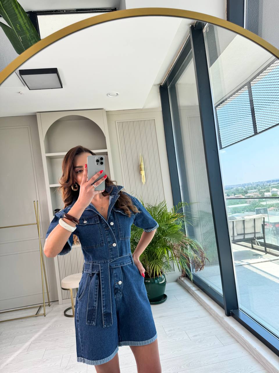 Koyu%20Mavi%20Kuşaklı%20Jean%20Şort%20Tulum
