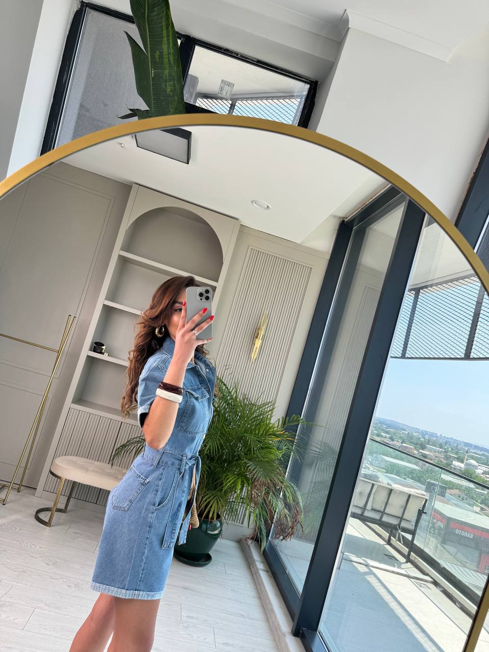 Açık%20Mavi%20Kuşaklı%20Jean%20Şort%20Tulum