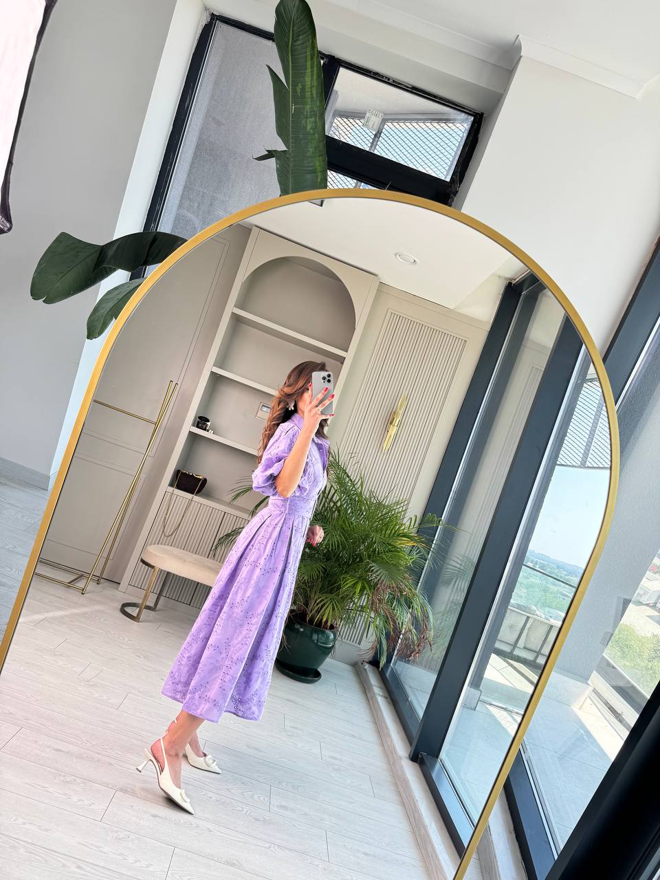 Lila%20Kemerli%20%100%20Pamuk%20Astarlı%20Premium%20Seri%20Elbise