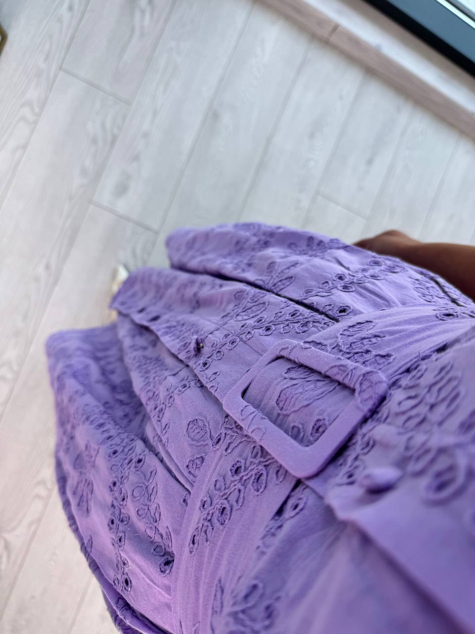 Lila%20Kemerli%20%100%20Pamuk%20Astarlı%20Premium%20Seri%20Elbise