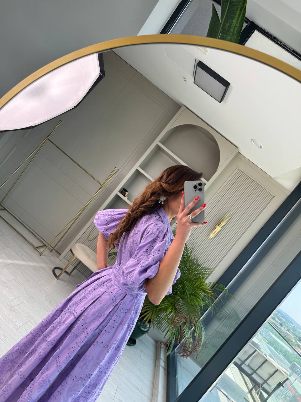 Lila%20Kemerli%20%100%20Pamuk%20Astarlı%20Premium%20Seri%20Elbise