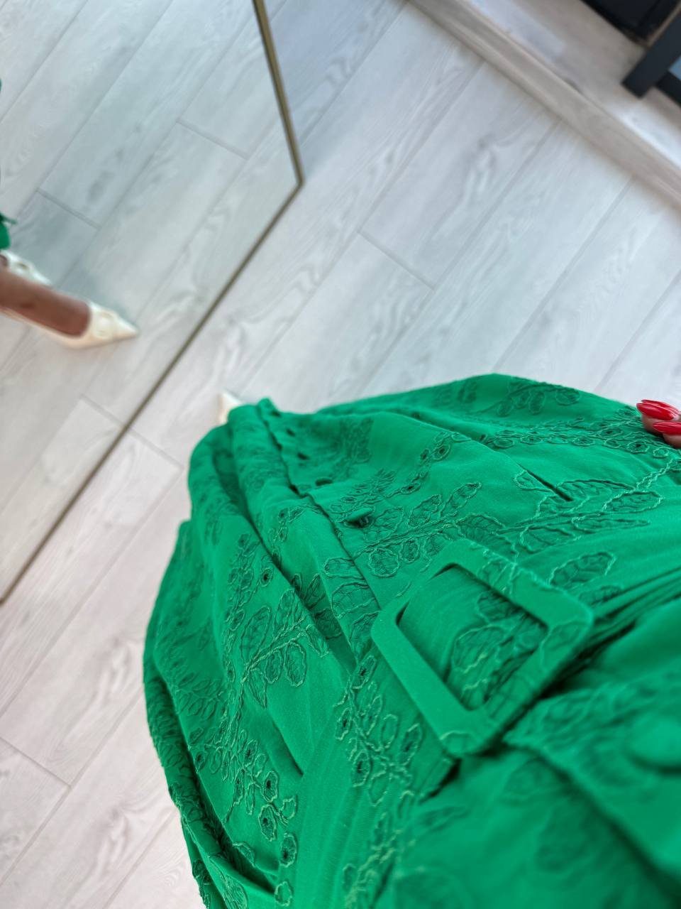 Yeşil%20Kemerli%20%100%20Pamuk%20Astarlı%20Premium%20Seri%20Elbise