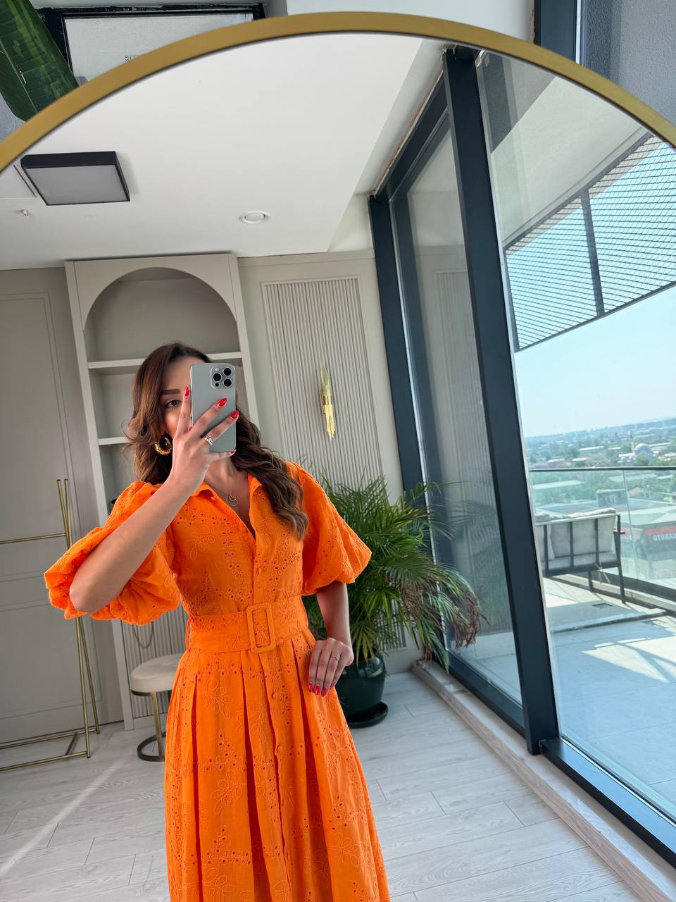 Orange%20Kemerli%20%100%20Pamuk%20Astarlı%20Premium%20Seri%20Elbise
