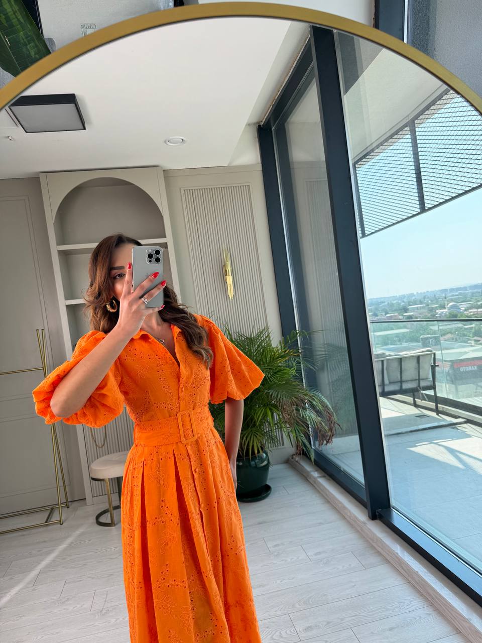 Orange%20Kemerli%20%100%20Pamuk%20Astarlı%20Premium%20Seri%20Elbise