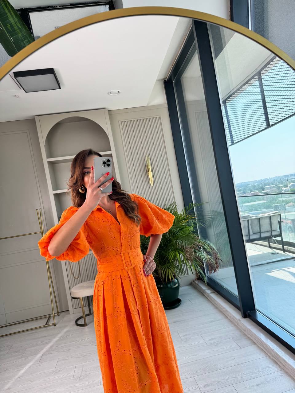 Orange%20Kemerli%20%100%20Pamuk%20Astarlı%20Premium%20Seri%20Elbise