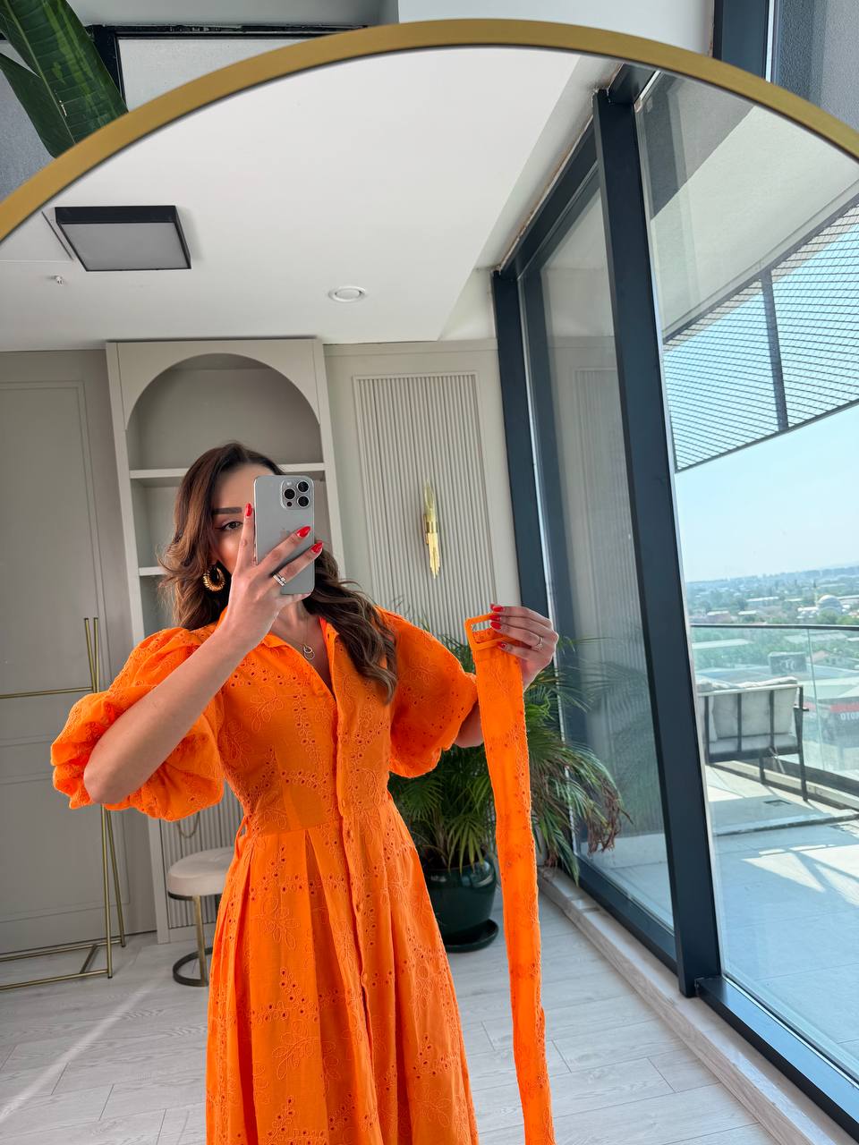 Orange%20Kemerli%20%100%20Pamuk%20Astarlı%20Premium%20Seri%20Elbise