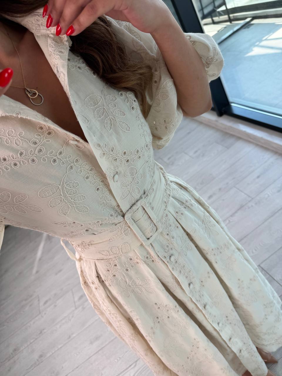 Bej%20Kemerli%20%100%20Pamuk%20Astarlı%20Premium%20Seri%20Elbise