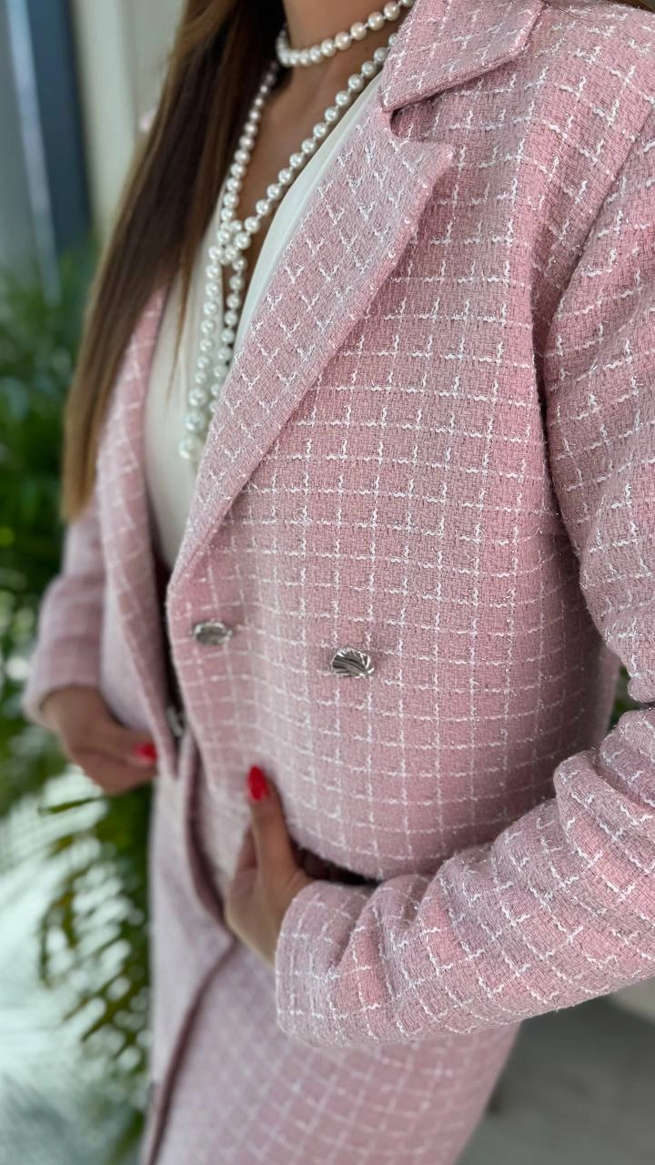 Pudra%20Pembe%20Lüks%20Kalite%20Etek%20Ceket%20Tuvid%20Takım
