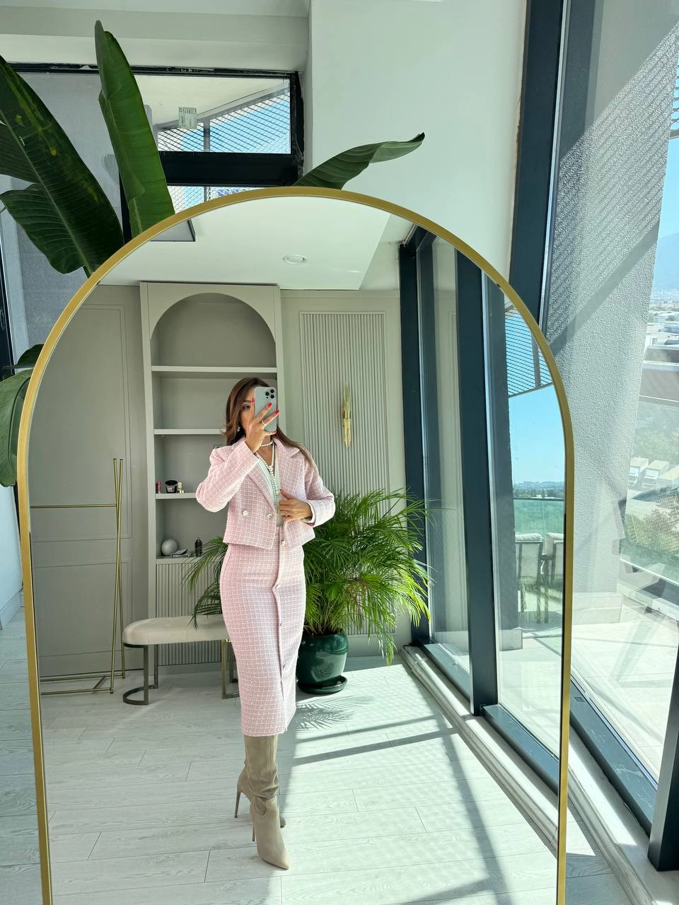 Pudra%20Pembe%20Lüks%20Kalite%20Etek%20Ceket%20Tuvid%20Takım