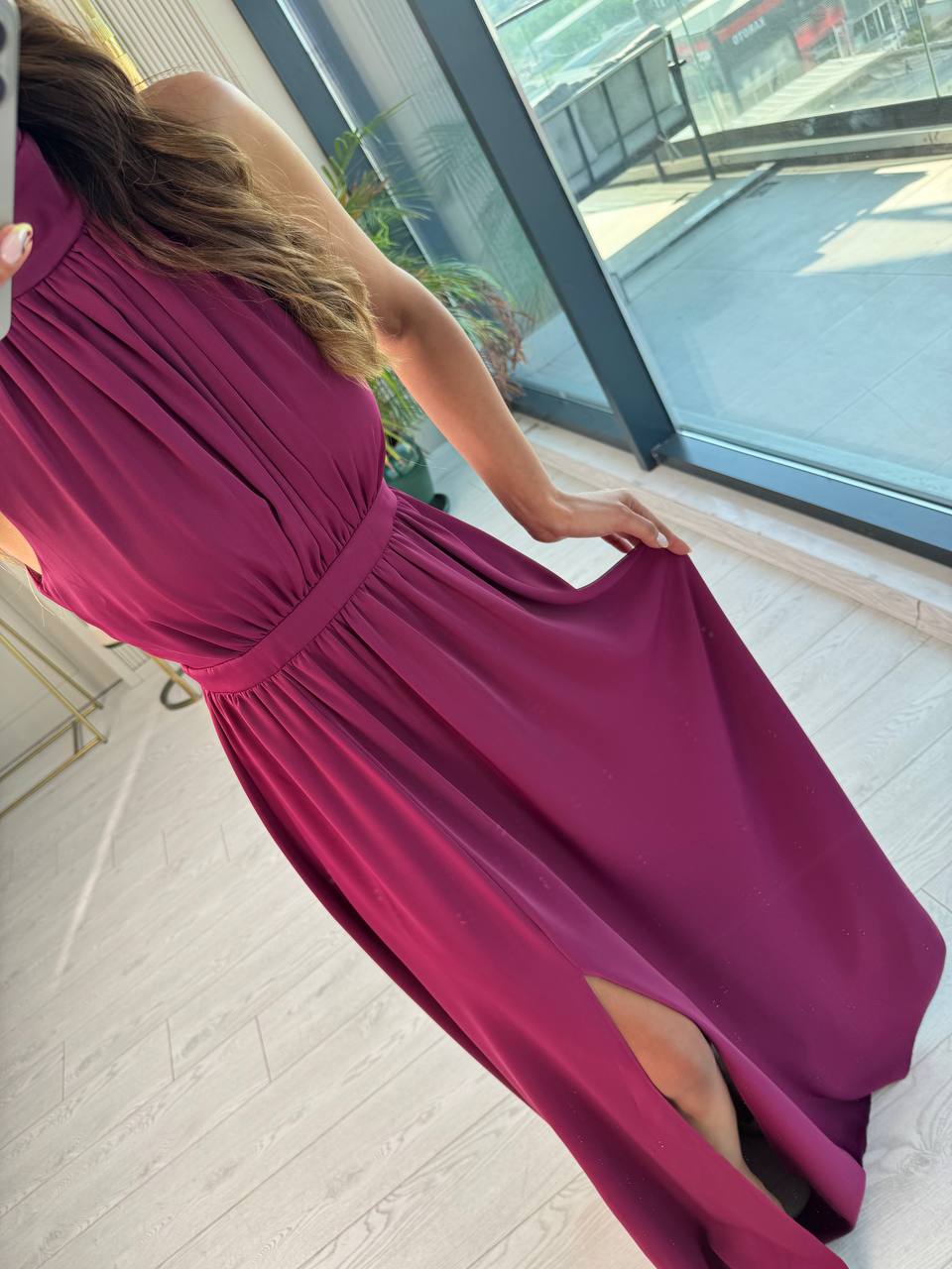 Mürdüm%20Tasarım%20Halter%20Yaka%20Kloş%20Elbise