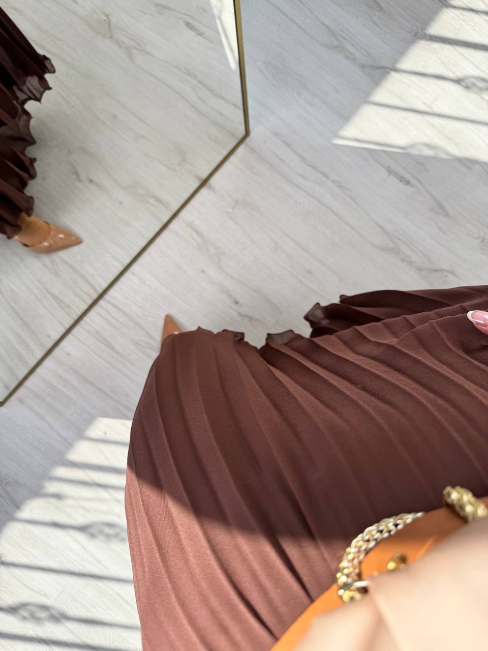 Kahverengi%20Beli%20Lastikli%20Astarlı%20Piliseli%20Premium%20Şifon%20Etek