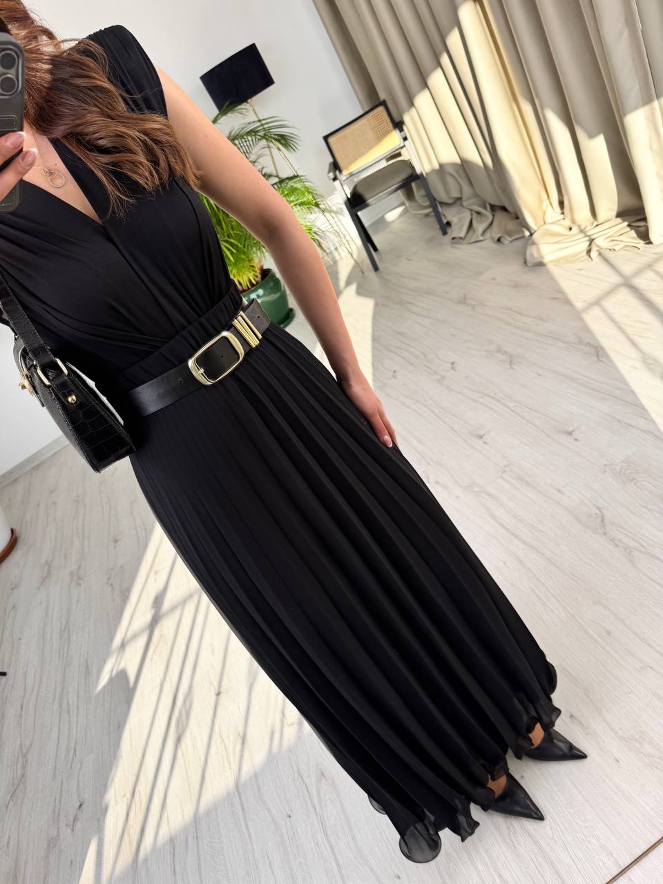 Siyah%20Beli%20Lastikli%20Astarlı%20Piliseli%20Premium%20Şifon%20Etek
