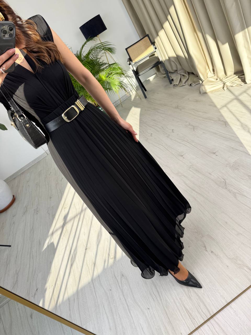 Siyah%20Beli%20Lastikli%20Astarlı%20Piliseli%20Premium%20Şifon%20Etek