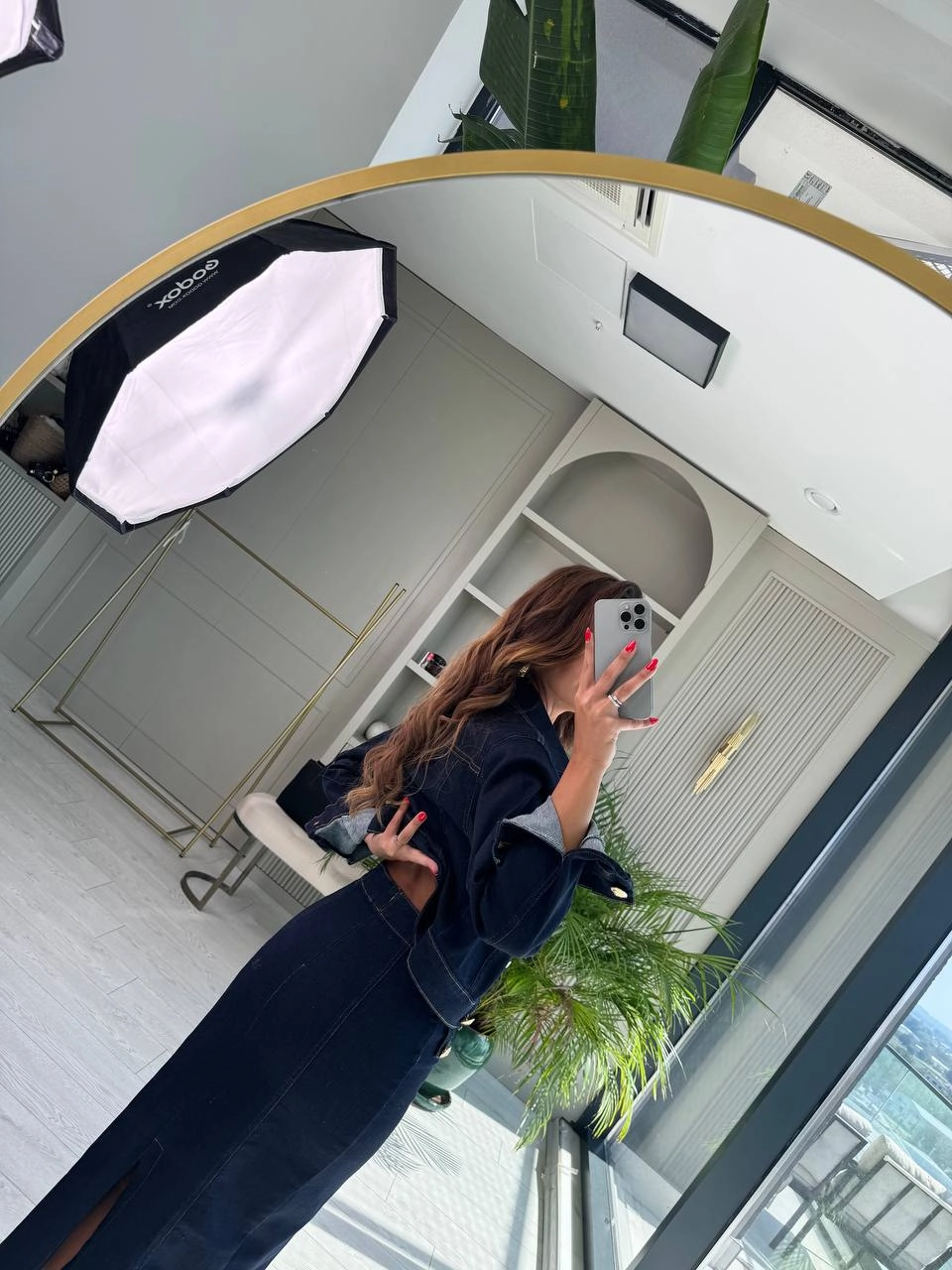 Gold%20Düğme%20Detaylı%20Likralı%20Etek%20Ceket%20Jean%20Takım