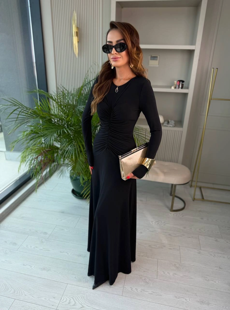 Tasarım%20Siyah%20Vatkalı%20Maxi%20Boy%20İthal%20Likralı%20Candy%20Kumaş%20Elbise