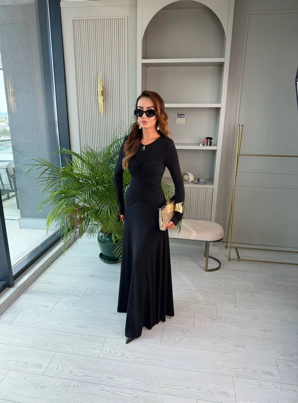 Tasarım%20Siyah%20Vatkalı%20Maxi%20Boy%20İthal%20Likralı%20Candy%20Kumaş%20Elbise