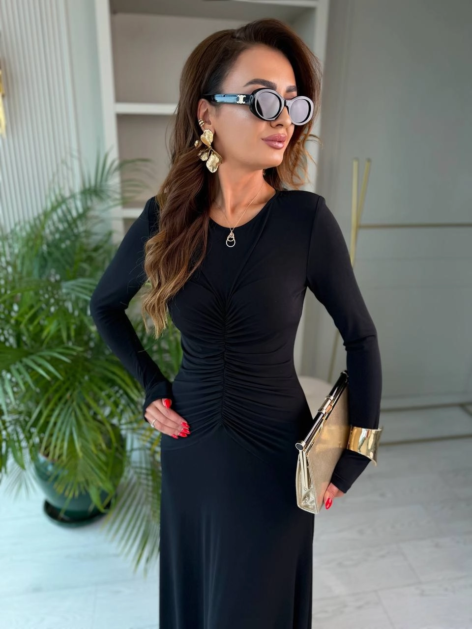 Tasarım%20Siyah%20Vatkalı%20Maxi%20Boy%20İthal%20Likralı%20Candy%20Kumaş%20Elbise