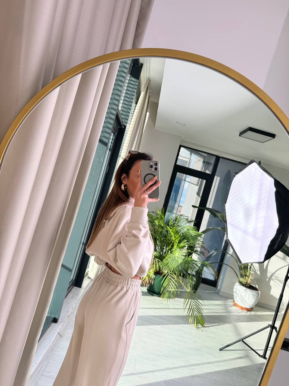 Taş%20Rengi%20Marka%20Model%20Tok%20Doku%20Modal%20Kumaş%20Eşofman%20Takımı