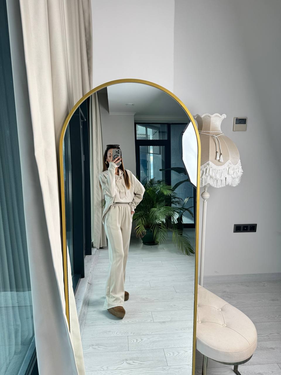 Taş%20Rengi%20Marka%20Model%20Tok%20Doku%20Modal%20Kumaş%20Eşofman%20Takımı