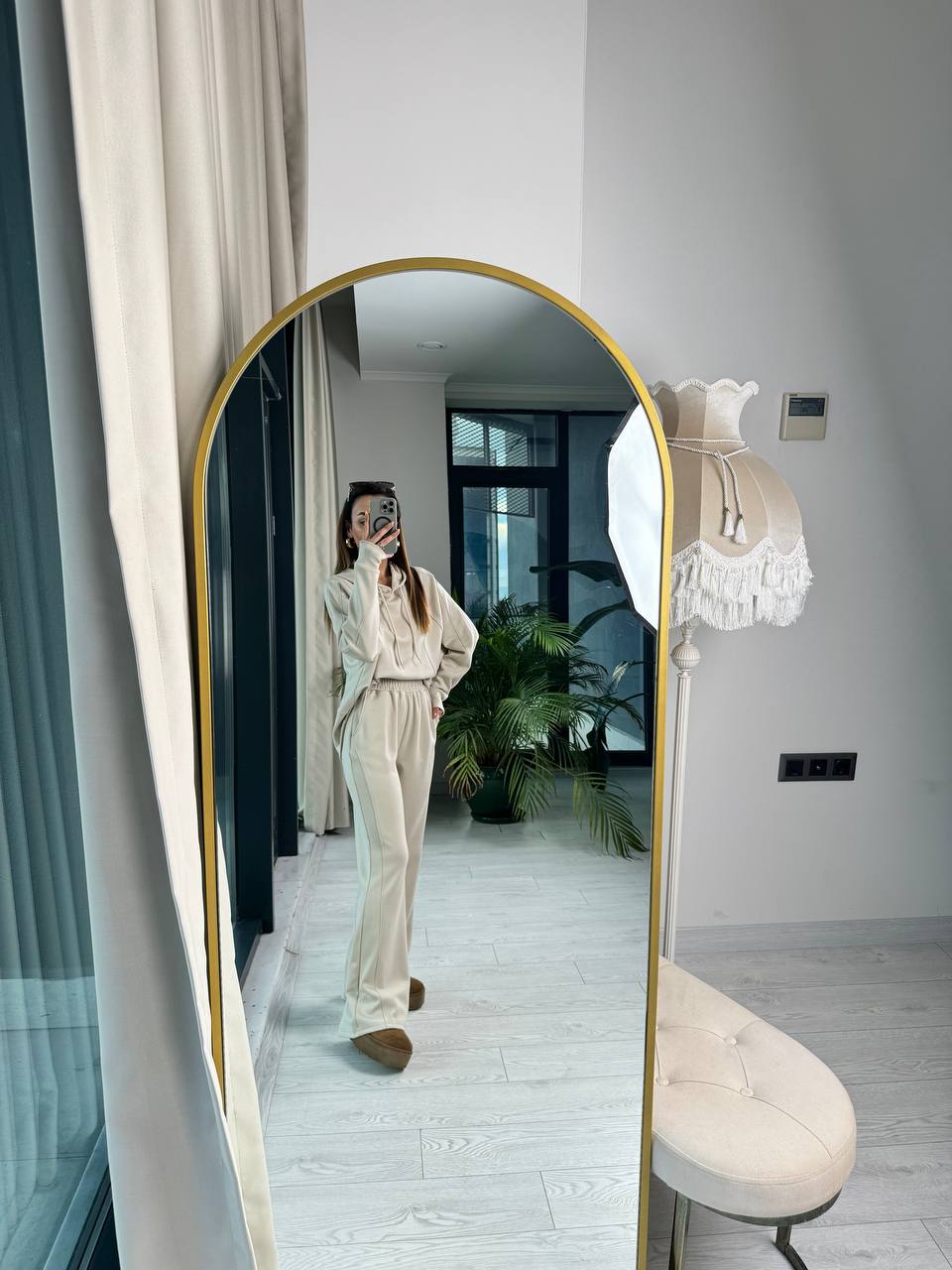 Taş%20Rengi%20Marka%20Model%20Tok%20Doku%20Modal%20Kumaş%20Eşofman%20Takımı