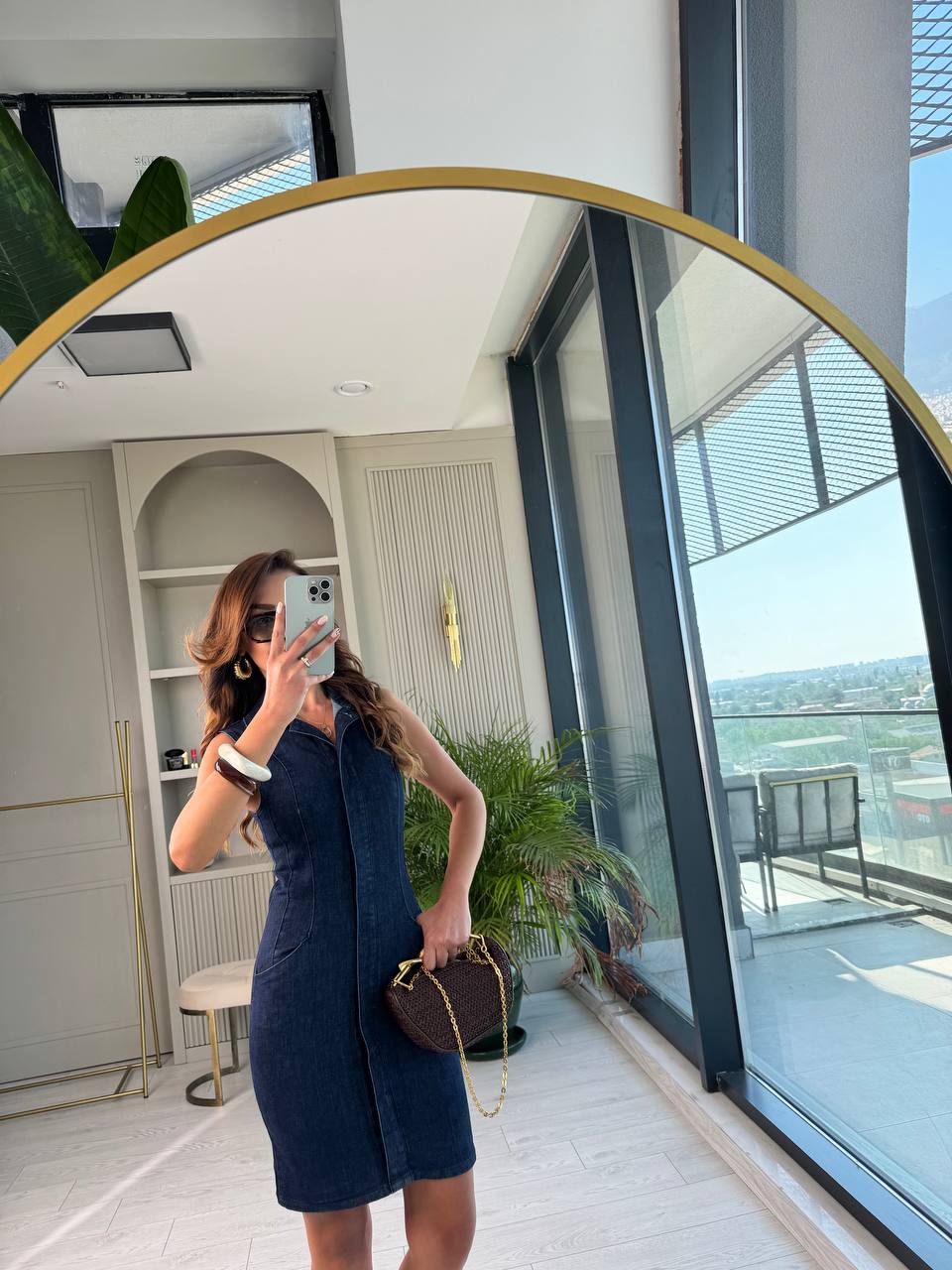 Zara%20Model%20Koyu%20mavi%20gold%20düğme%20detay%20kalem%20jean%20elbise