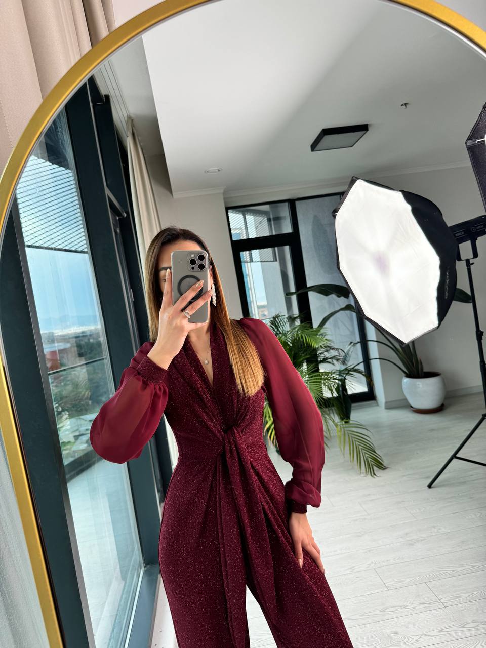 Bordo%20Kolu%20Şifon%20Işıltılı%20Bel%20Bağlamalı%20Tulum