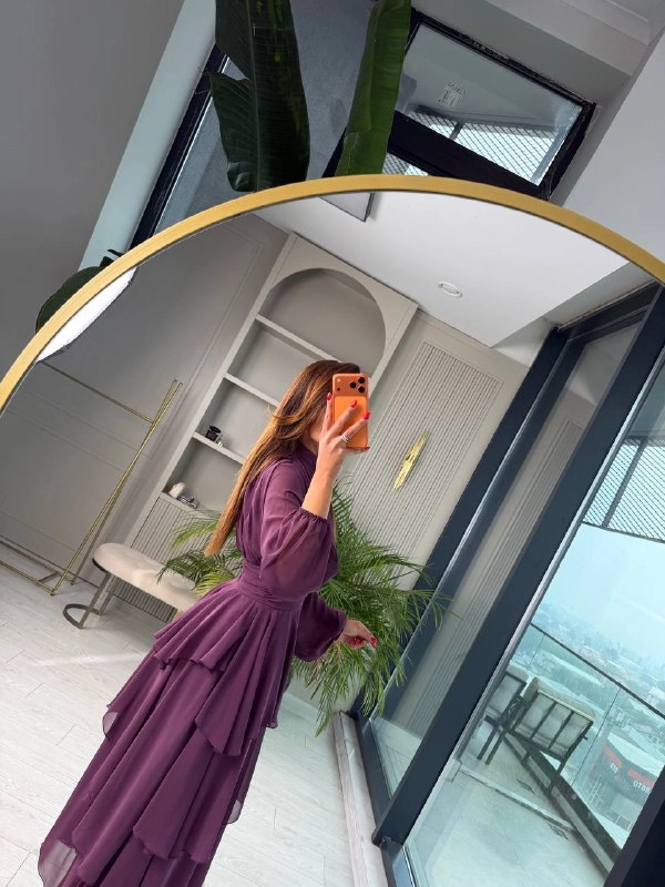 Tasarım%20Mor%20Astarlı%20Beli%20Korsajlı%20Valencia%20Şifon%20Elbise