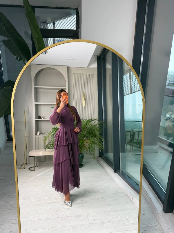 Tasarım%20Mor%20Astarlı%20Beli%20Korsajlı%20Valencia%20Şifon%20Elbise