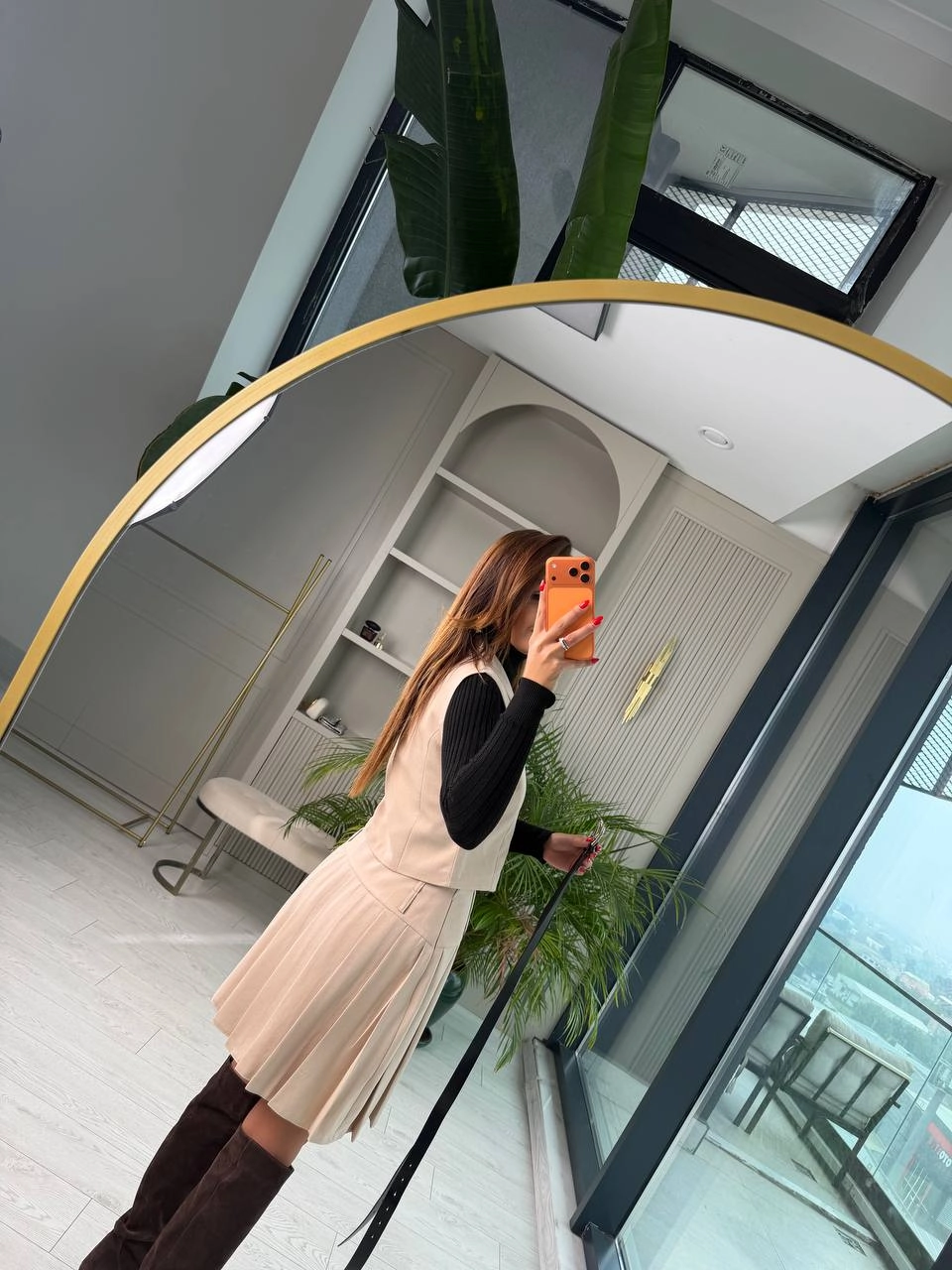 Bej%20Rengi%20Kemerli%20Poliviskon%20Kumaş%20Etek%20Yelek%20Takım