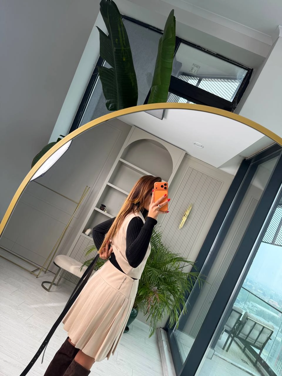 Bej%20Rengi%20Kemerli%20Poliviskon%20Kumaş%20Etek%20Yelek%20Takım