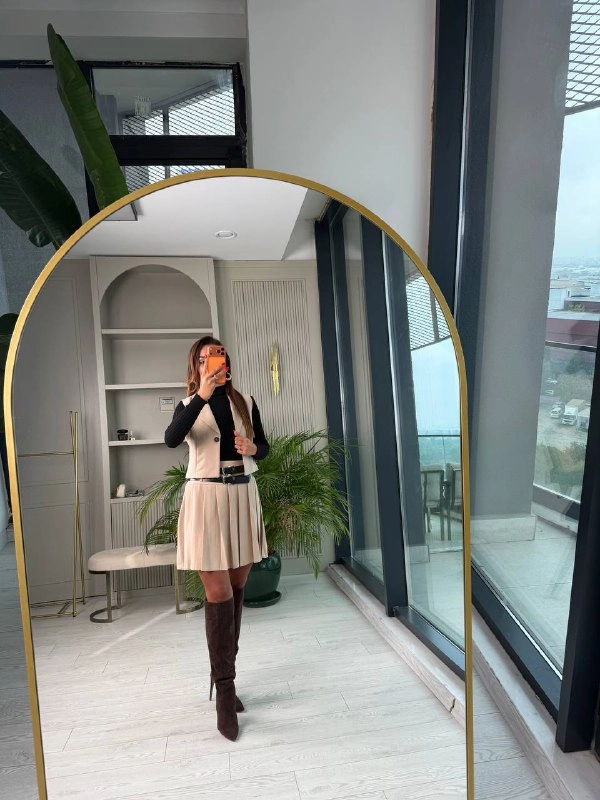 Bej%20Rengi%20Kemerli%20Poliviskon%20Kumaş%20Etek%20Yelek%20Takım