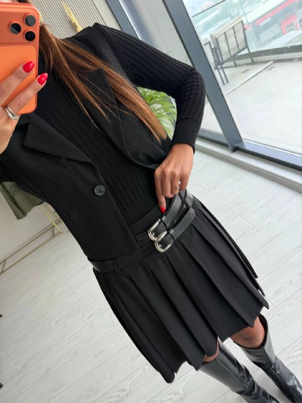 Siyah%20Kemerli%20Poliviskon%20Kumaş%20Etek%20Yelek%20Takım