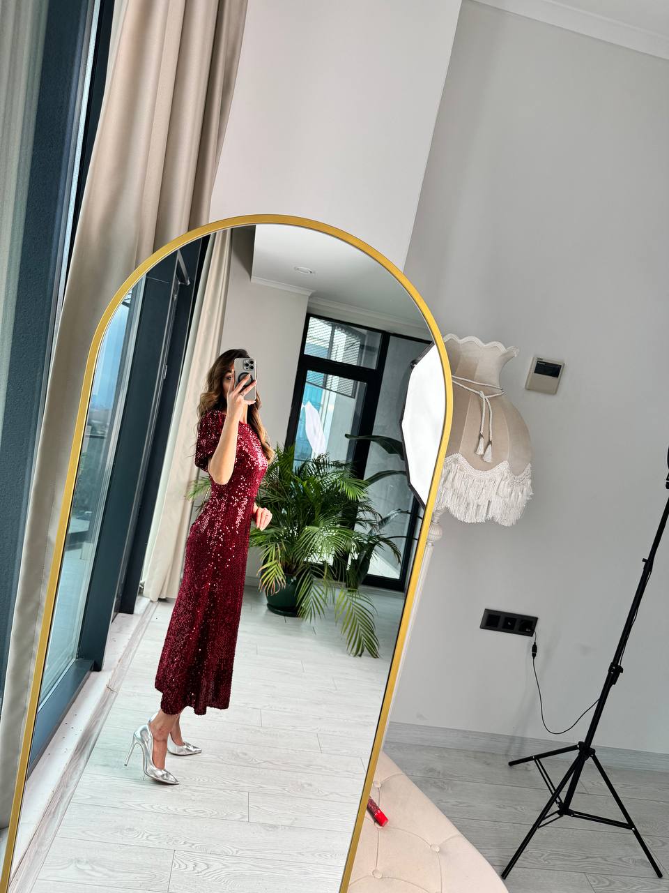 Bordo%20Astarlı%20Prenses%20Kol%20Lüks%20Kalite%20Payetli%20Çan%20Elbise