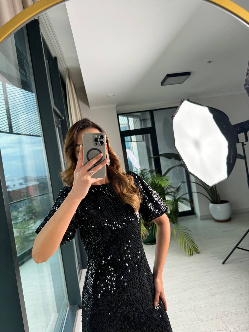 Siyah%20Astarlı%20Prenses%20Kol%20Lüks%20Kalite%20Payetli%20Çan%20Elbise