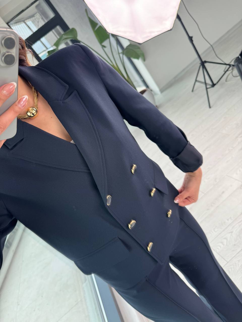 Lacivert%20Premium%20Seri%20Düğme%20Detaylı%20Pantolon%20Ve%20Ceket%20Takım