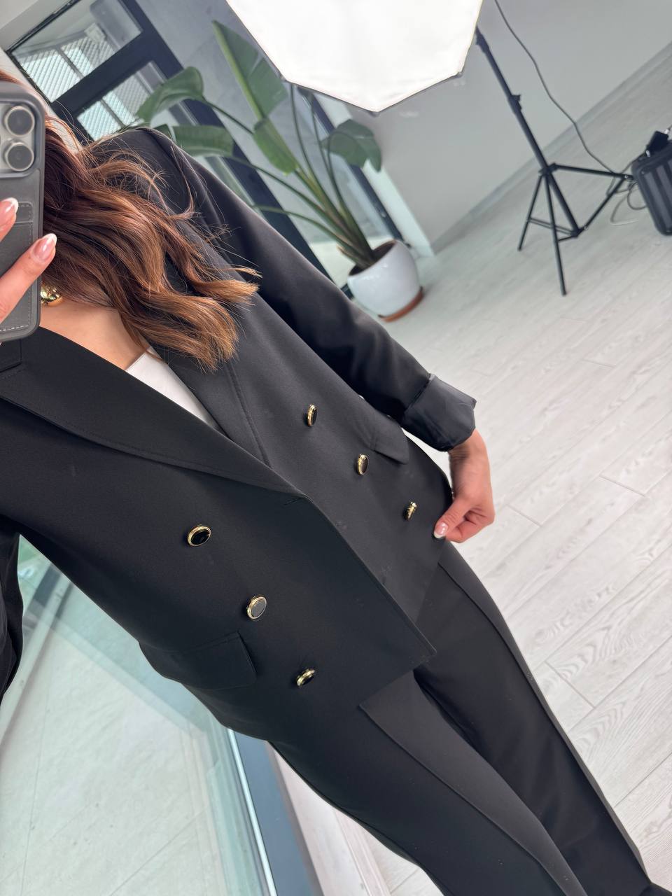 Siyah%20Premium%20Seri%20Düğme%20Detaylı%20Pantolon%20Ve%20Ceket%20Takım