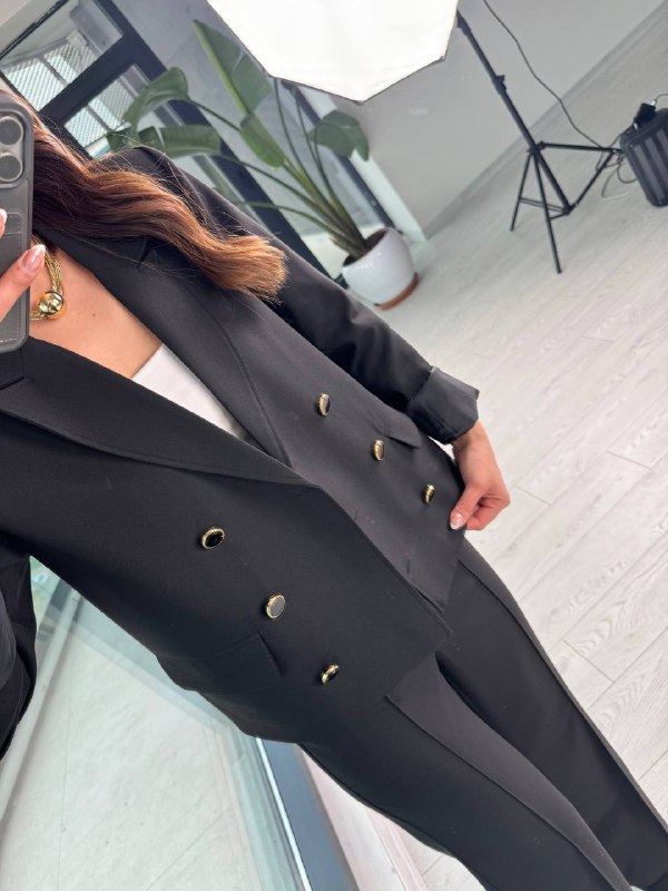 Siyah%20Premium%20Seri%20Düğme%20Detaylı%20Pantolon%20Ve%20Ceket%20Takım