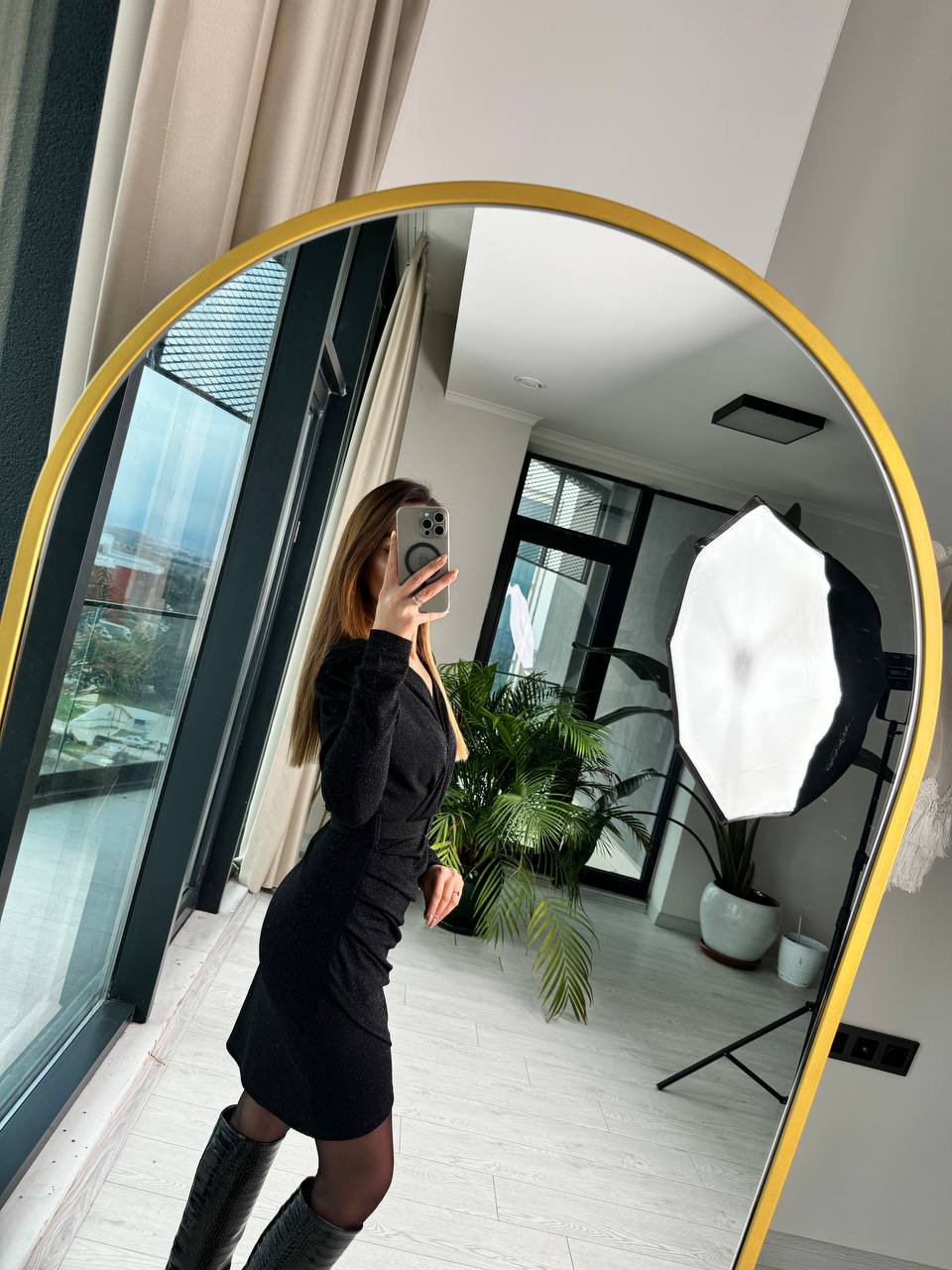 Siyah%20Işıltılı%20Kemerli%20Astarlı%20Elbise