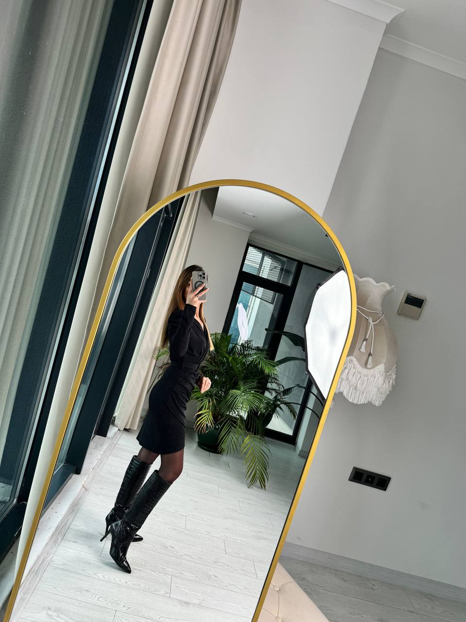 Siyah%20Işıltılı%20Kemerli%20Astarlı%20Elbise