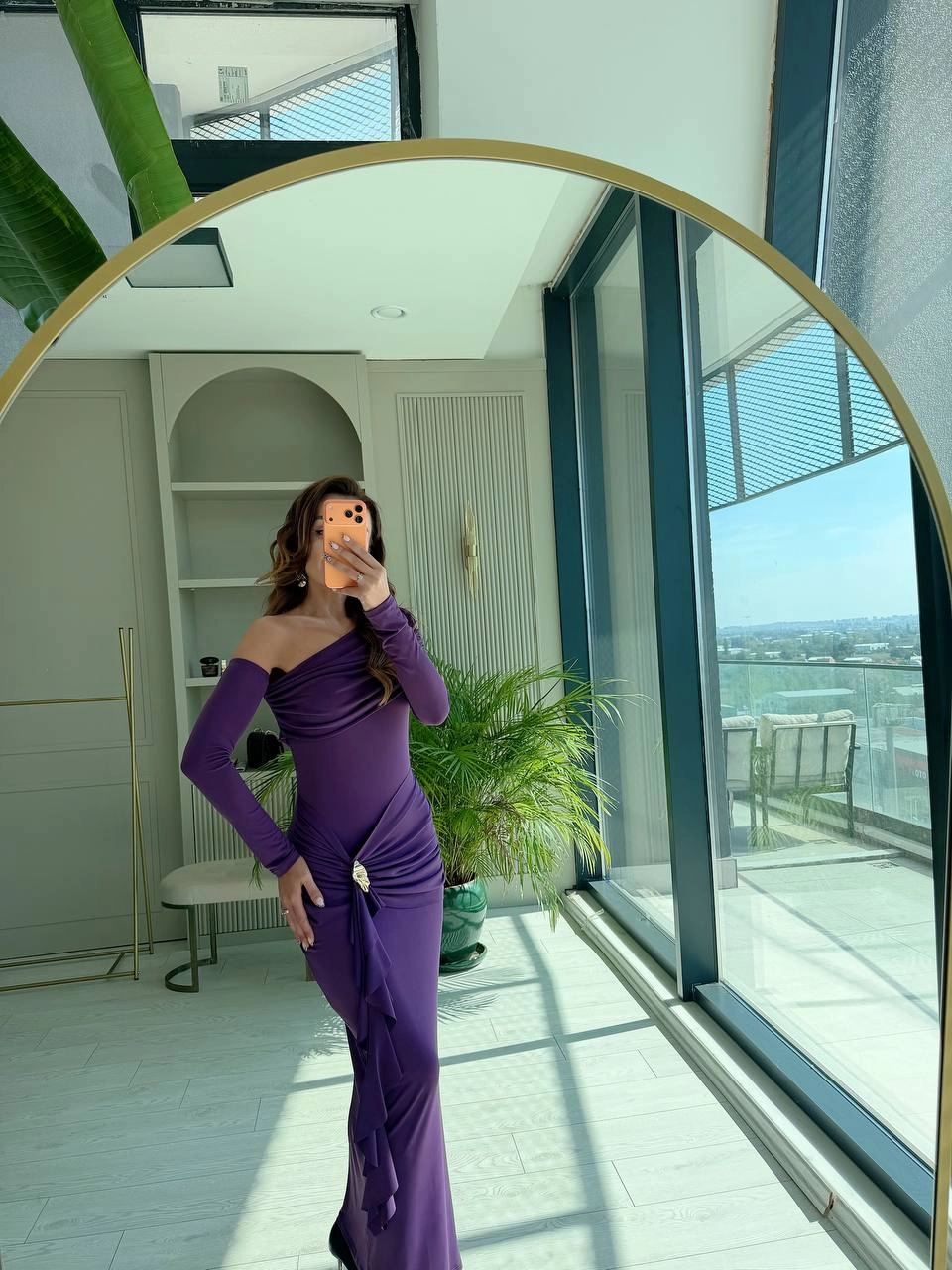 Mor%20Omuz%20Detay%20İthal%20Likralı%20Candy%20Kumaş%20Elbise