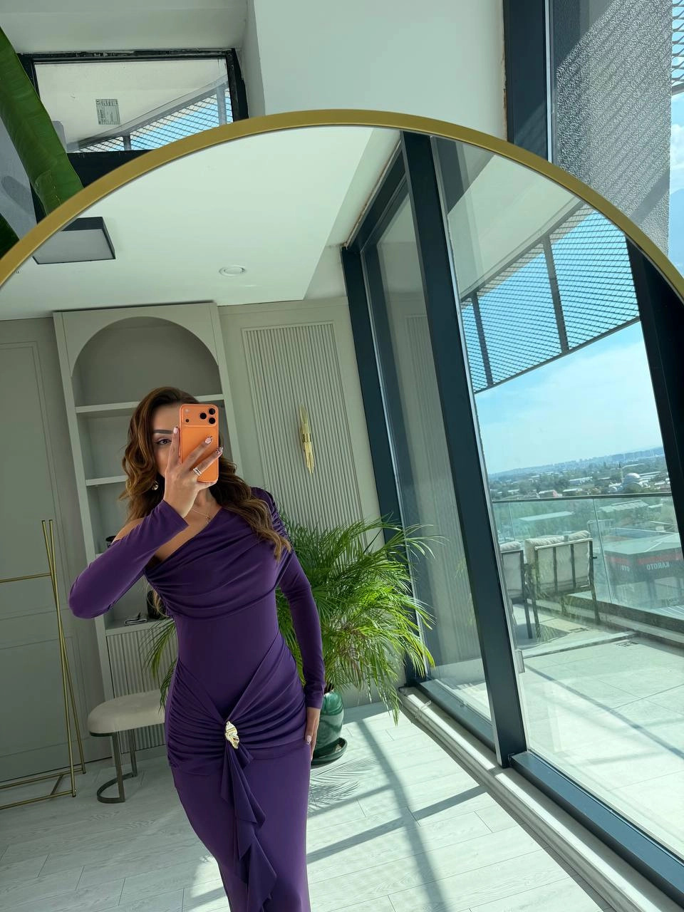 Mor%20Omuz%20Detay%20İthal%20Likralı%20Candy%20Kumaş%20Elbise